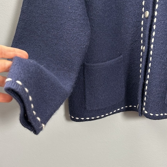 Karen Scott Light Navy Blue Tweed Style Cardigan size M sweater lady - Picture 7 of 16